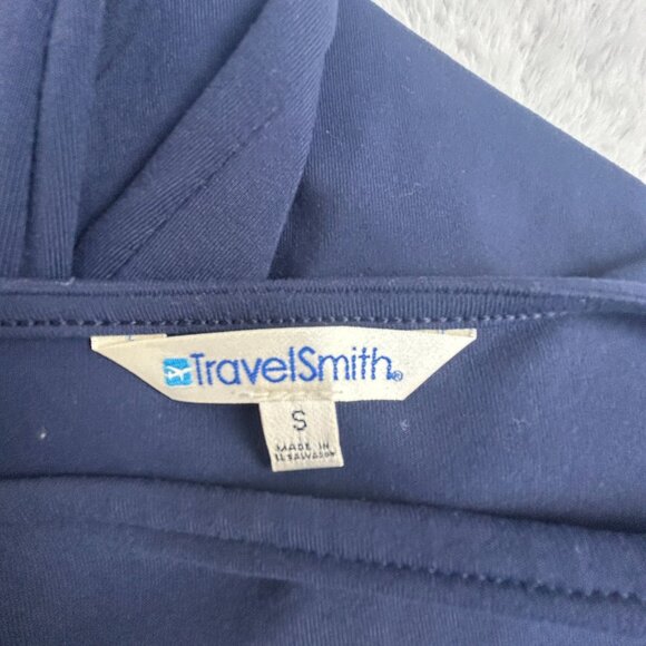 TravelSmith Womens Navy Blue 3/4 Sleeve Stretch Knit Shift Dress Small Stretch - Picture 3 of 8